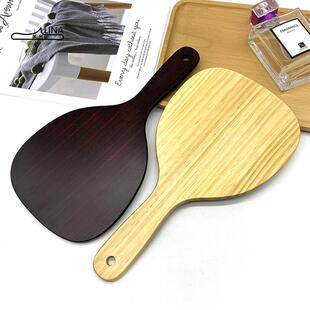 新款直销大号椭圆高清美容院镜子实木手柄镜美容化妆镜单面手抓镜