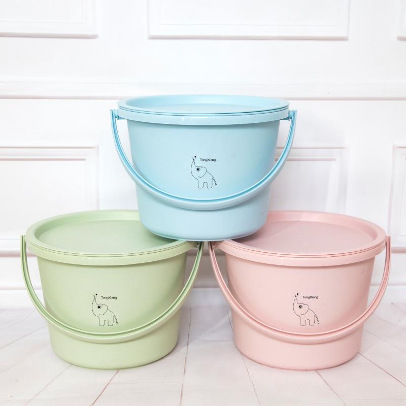 直销新款新款家用卡通脸盆塑料水桶三件套洗脸盆洗漱储水桶带盖