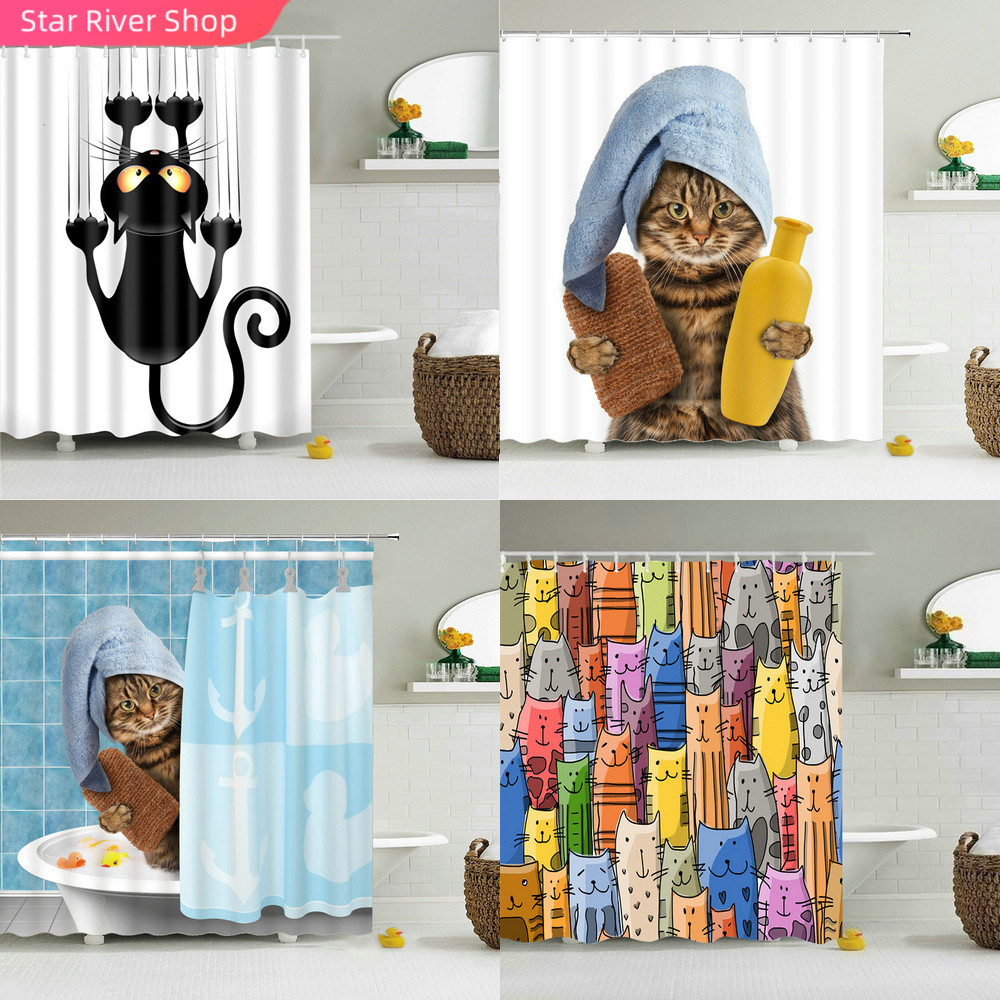 Funny Shower Curtains Bathroom Curtain With Hooks Decor Wate