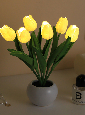 网红郁金香小夜灯台灯气氛灯卧室房间床头装饰品摆件创意生日礼物