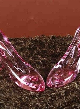 送给闺蜜的水晶鞋玻璃透明灰姑娘儿童生日礼物玻璃水晶高跟鞋