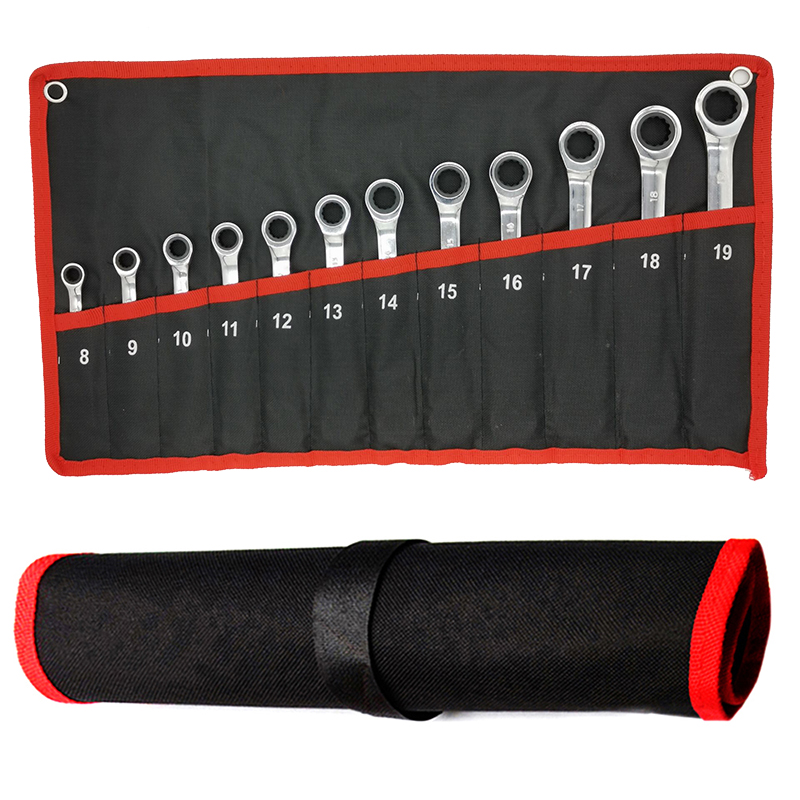 Ratcheting Combination Wrench Set,Metric Chrome Vanadium Ste