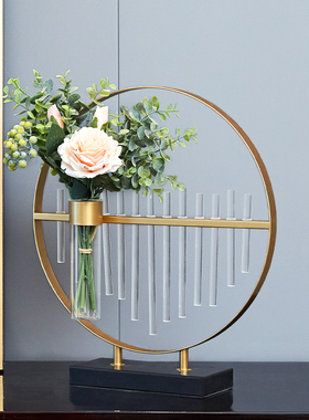 轻奢水晶柱试管花瓶摆件欧式客厅玄关酒柜装饰品摆件创意家居摆设