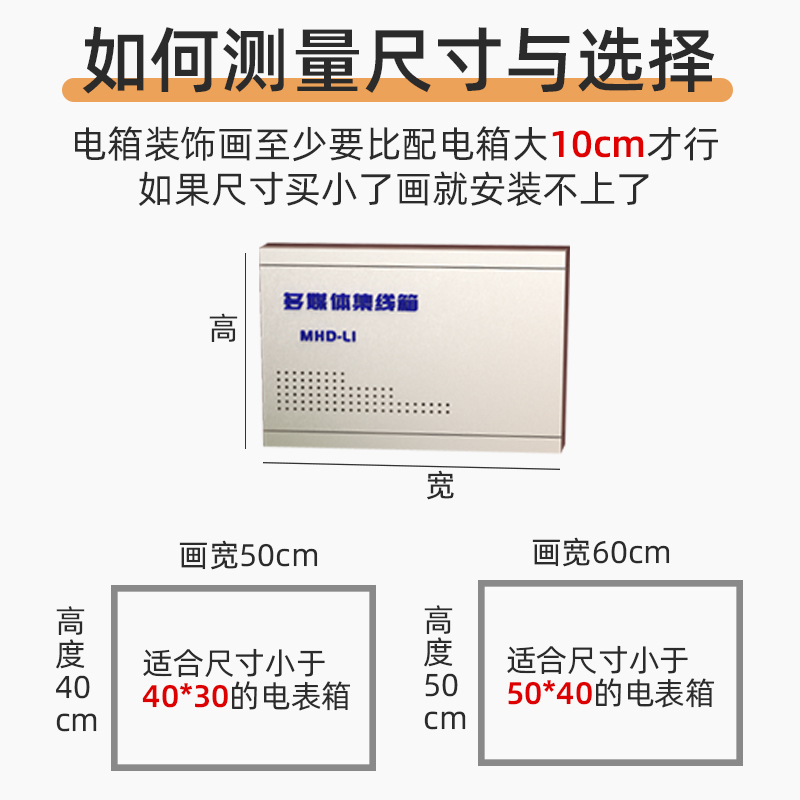 新品电表箱装饰画电闸盒弱电箱z配电箱网路线遮挡箱多媒体箱盒电
