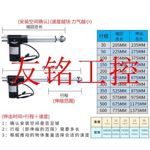 新品议价6000N电动推杆 线性马达 伸缩杆 直流马达 V升降器开窗器