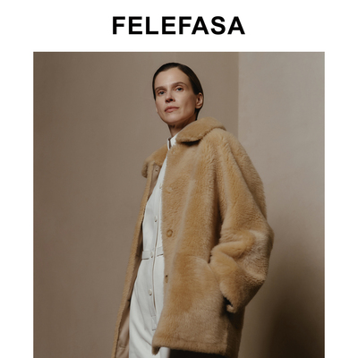 FELEFASA斐梵萨冬女装 拉贡羊绒Olmetex面料双面穿夹克外套