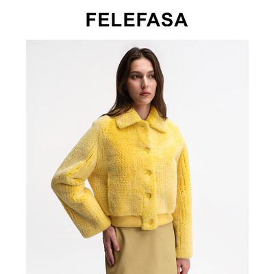 FELEFASA环保皮草外套短款