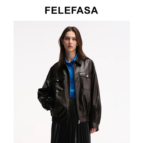 FELEFASA斐梵萨男女同款 Bonaudo羊皮廓形夹克