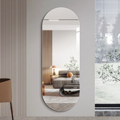 众想轻奢椭圆形无框全身镜壁挂式 全身镜家用贴墙高清防爆镜子挂墙