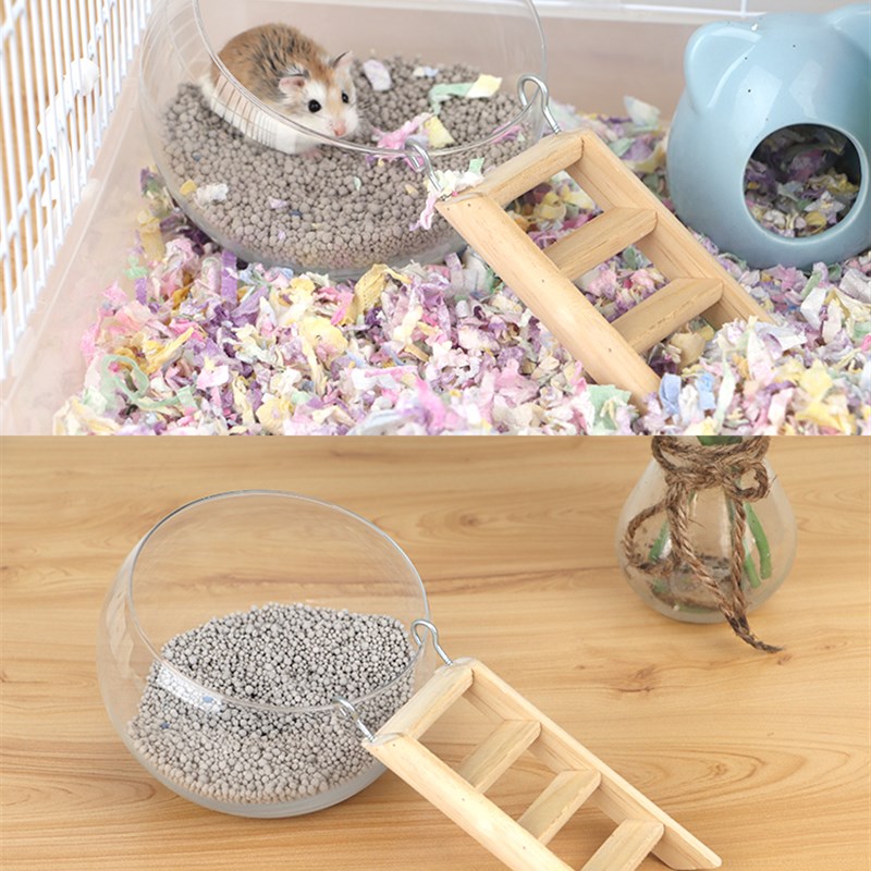 新款仓鼠厕所透明玻璃浴室洗澡房大号金丝熊尿砂盆笼子造景用品
