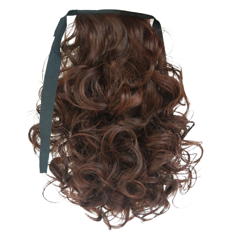 新款时尚蝴蝶结仿真发女假发梳子马尾片卷短款小波浪蓬松梨花款