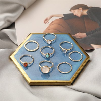 8pcs set rings women 关节戒指女彩色食指指环组合八件套装戒指