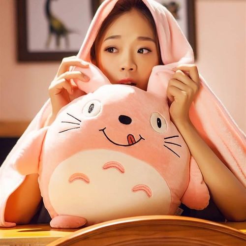 l卡抱枕被子子办两用靠垫午睡枕公室汽车靠枕珊瑚绒车通载毯女可