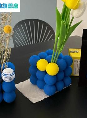 克莱因蓝摆件成品摆件ins风海绵球装饰泡沫球Eva球客厅卧室插花摆