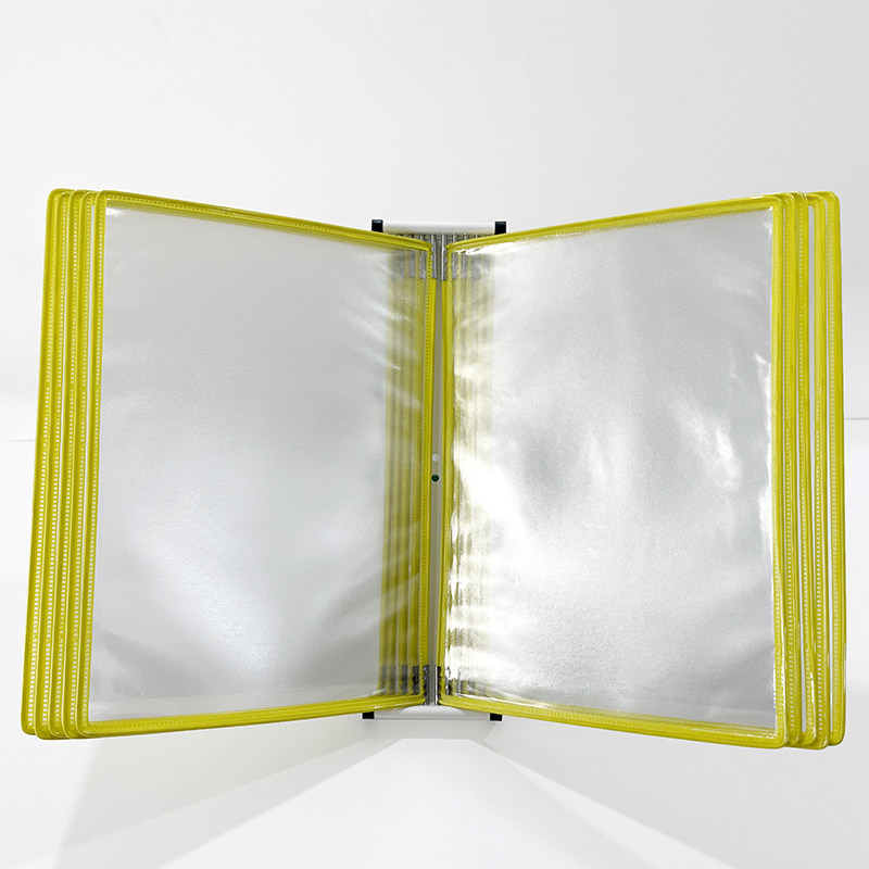 A4挂壁20页资料活页透明转轴挂壁文件夹车间指导SOP翻页文件架