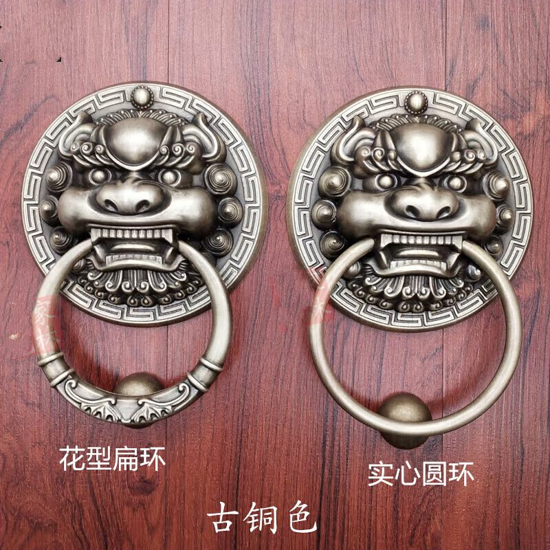 狮子头门环仿古拉手大门中式仿古大门兽头门环黄铜狮子头虎头麒