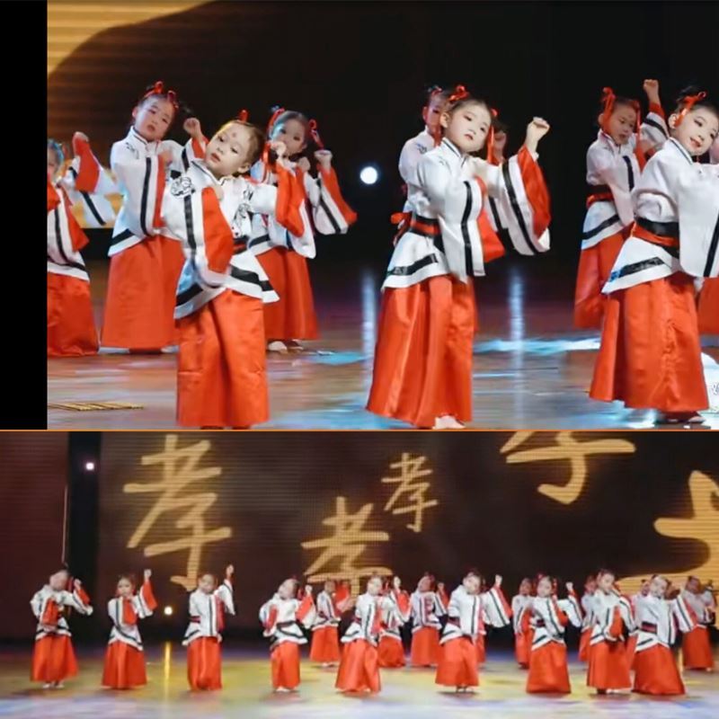 六一节三字经儿童演出服古装国学汉服舞蹈表演男女小书童朗诵合唱