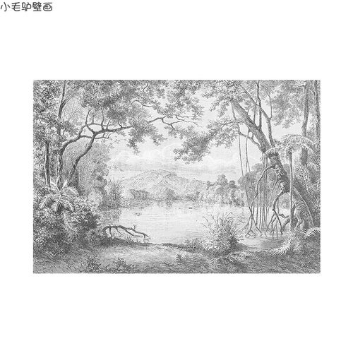 法式风景复古轻奢电视背景墙纸卧室墙布客厅装饰壁纸定制无缝壁画