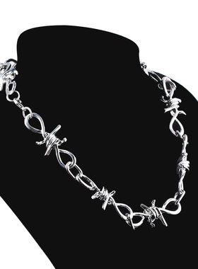 荆棘铁刺竹节项链 街头嘻哈风毛衣链外贸欧美跨境吊坠亚马逊外贸