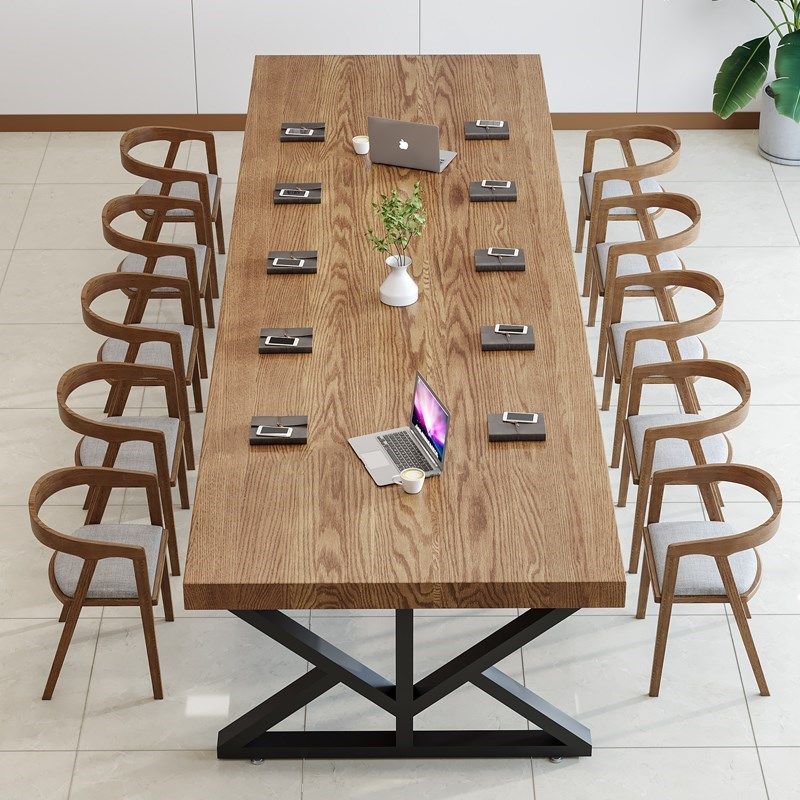 会议桌长桌现代简约办公培训桌实木新中式大型工业风北欧家具简易