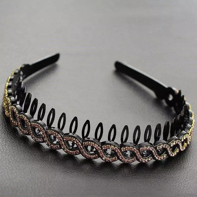 中年妈妈女孩发箍头饰发夹宽边水钻简约浏海夹带齿镂空压发头箍