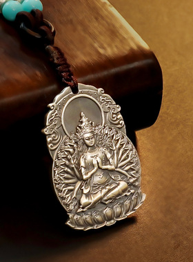 纯银千手观音吊坠鼠本命年守护神时尚复古情侣款项链民族风