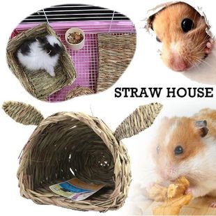Rabbist Hamster Nests Straw House Cage Pet Pig Woven Guinea
