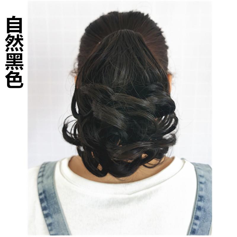 新款直销假发女马尾抓夹式短卷发蓬松仿真假马尾逼真短款梨花卷假
