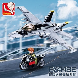F18大黃蜂戰(zhàn)斗機拼裝 小魯班B0928 積木兒童益智玩具航空軍事飛機