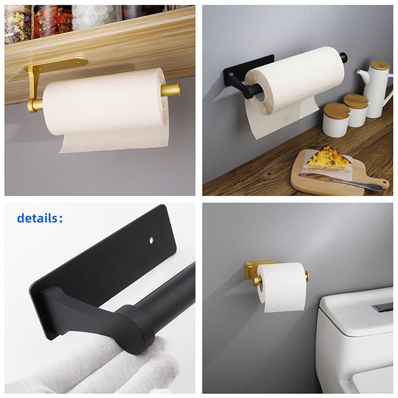 新款直销经纬天成金属免打孔橱柜厨房纸巾架 太空铝卫生间卷纸架