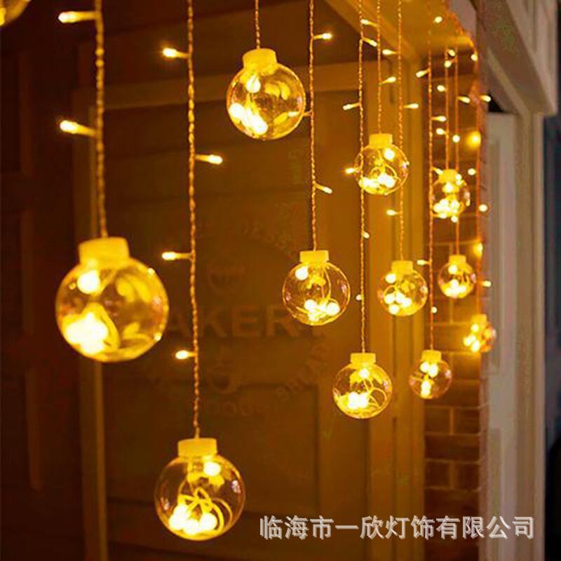新款直销LED窗帘灯串铜线许愿球小圆球灯泡球泡满天星星节日装饰