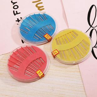 新款 两 直销多彩家用针线盒套装 圆盘针盒缝衣针手缝针手工针一元