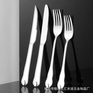 直销不锈钢刀叉水滴手柄酒店用品牛排西餐刀家用水果叉甜品叉 新款