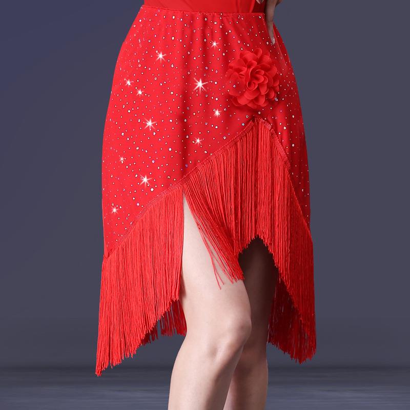 新款直销拉丁舞服装成人女半身流苏裙广场舞服装新款短裙子练习恰