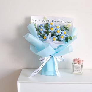 新款直销毛线钩针编织手工花超大花束永生花成品向日葵仿真花教师