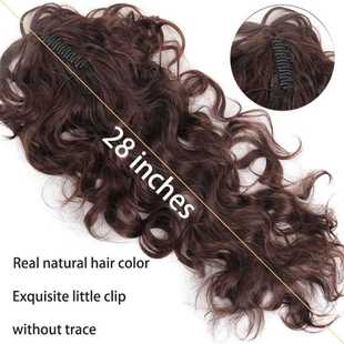 直销新款外贸欧美大抓夹长波浪假发马尾虎爪70cm28英寸长卷马尾辫