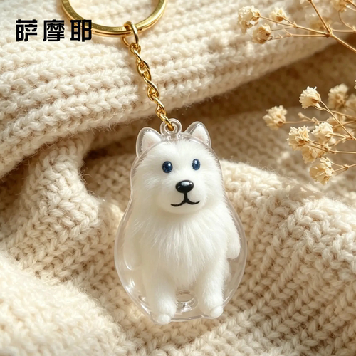 钥匙扣宠物金毛毛发收纳挂件纪念收纳盒猫狗狗形状宠物挂件钥匙扣