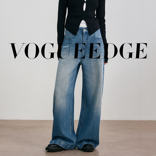 经典水波纹 · 高腰原牛做旧水洗直筒牛仔裤