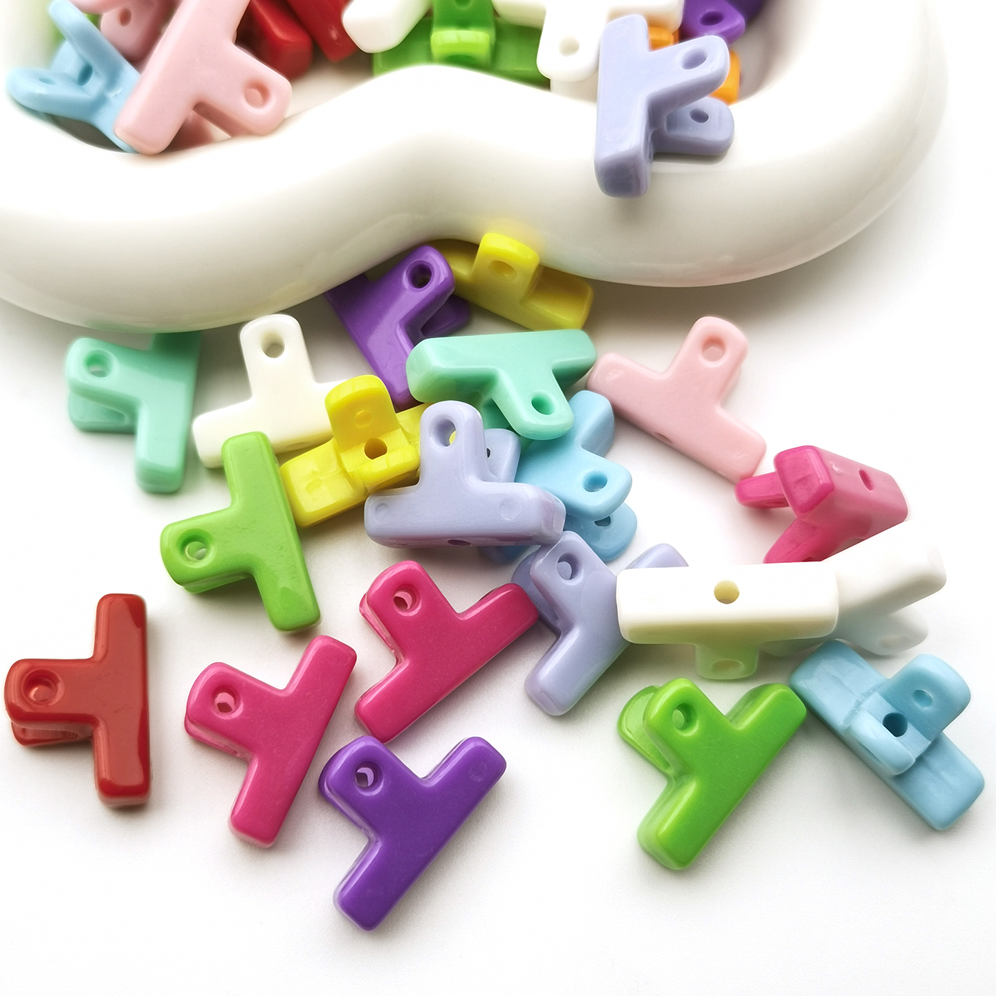 亚克力彩色马卡龙小夹子三孔通孔