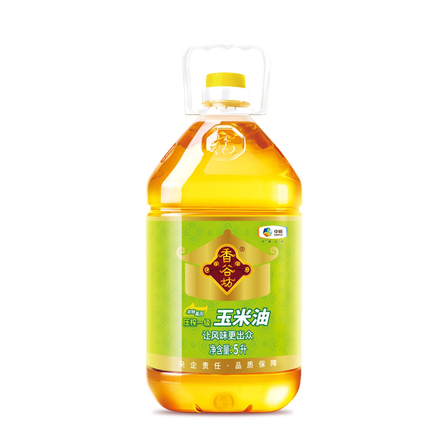 中粮香谷坊非转基因压榨一级玉米油5L桶植物油餐饮商业家用食用油