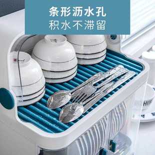 直销新款 沥 碗架厨房置物架放碗多功能家用双层台式 防尘内置抽屉式
