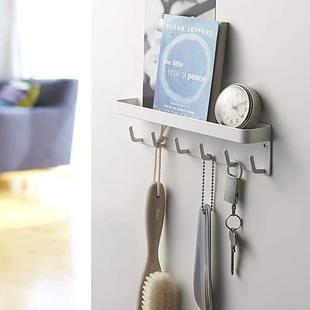 直销新款日式磁吸钥匙挂架六钩带托盘磁吸钥匙挂钩架子多功能免打