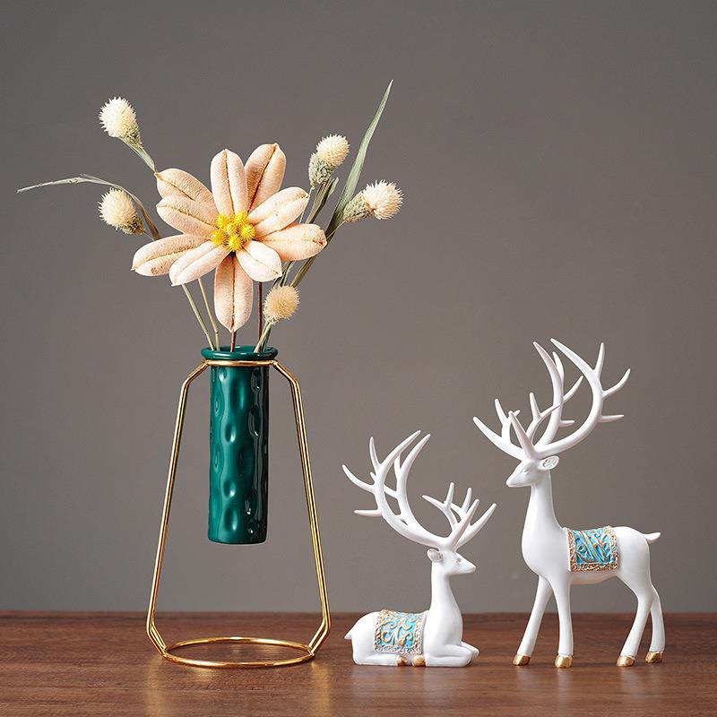 直销新款创意鹿摆件花瓶陶瓷客厅电视柜酒柜茶几桌面装饰品工艺品