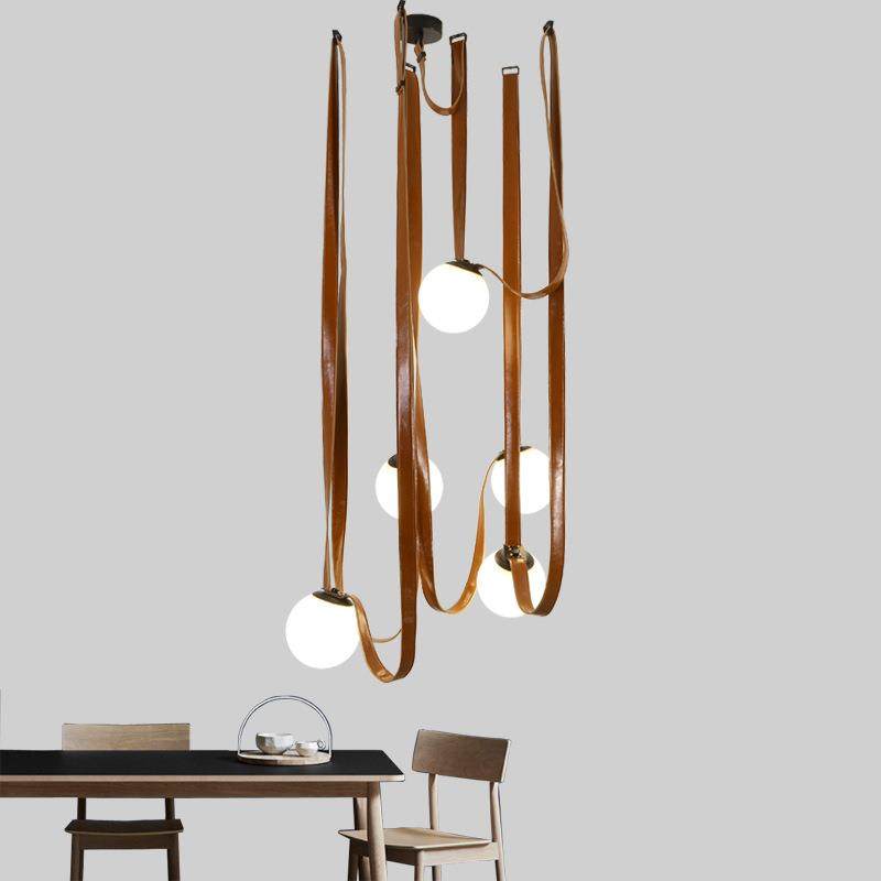 直销新款北欧皮革吊灯玻璃罩皮带简约设计师艺术皮革客厅酒店别墅,家装灯饰光源,智能吊灯,淘宝优惠券,粉丝福利购,淘宝优惠卷