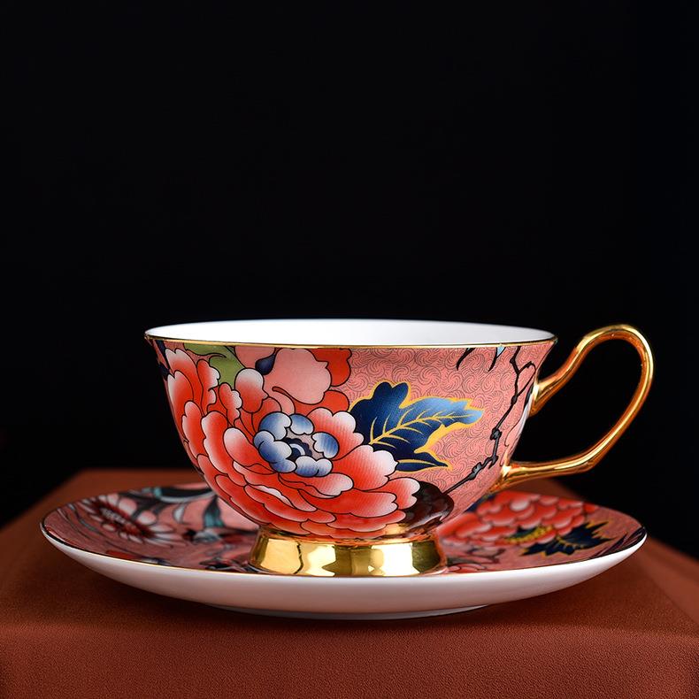 新款直销古典新中国风国潮骨瓷咖啡杯红茶杯套装下午茶拉花杯碟送