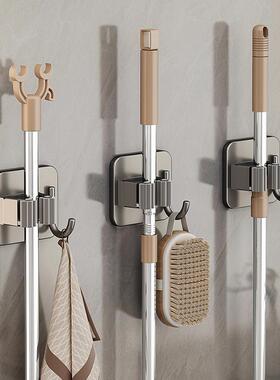 新款直销5YA1枪灰色拖把壁挂夹挂钩卫生间免打孔多功能墙上不锈钢