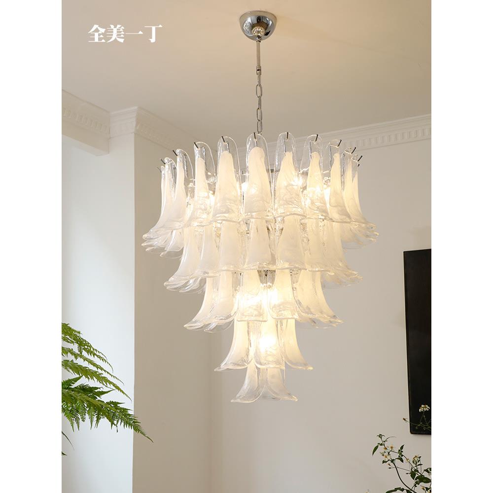 直销新款ft法式客厅灯轻奢楼梯吊灯美式玻璃房间主卧室灯温馨浪漫