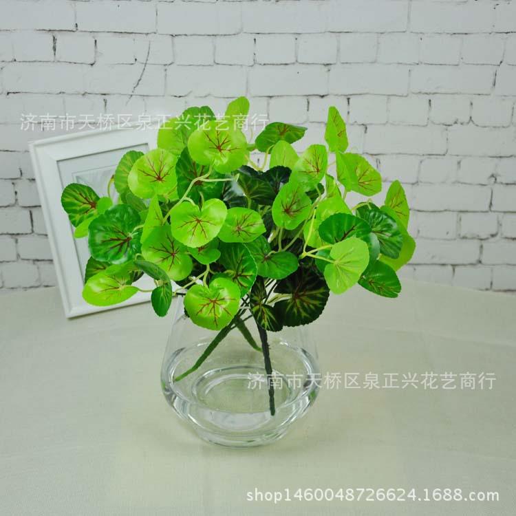 直销新款仿真花仿真植物墙配材 多种绿植网纹叶紫苏叶海棠叶工程