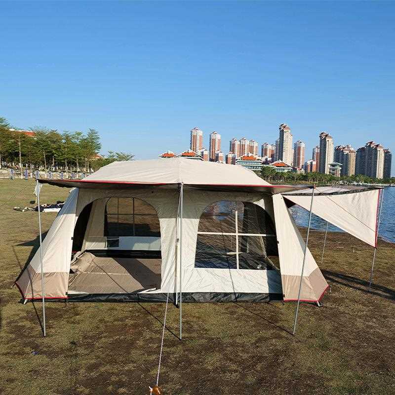 新款直销帐篷户外加厚便携式折叠帐篷两室一厅屋脊全自动铝杆防暴