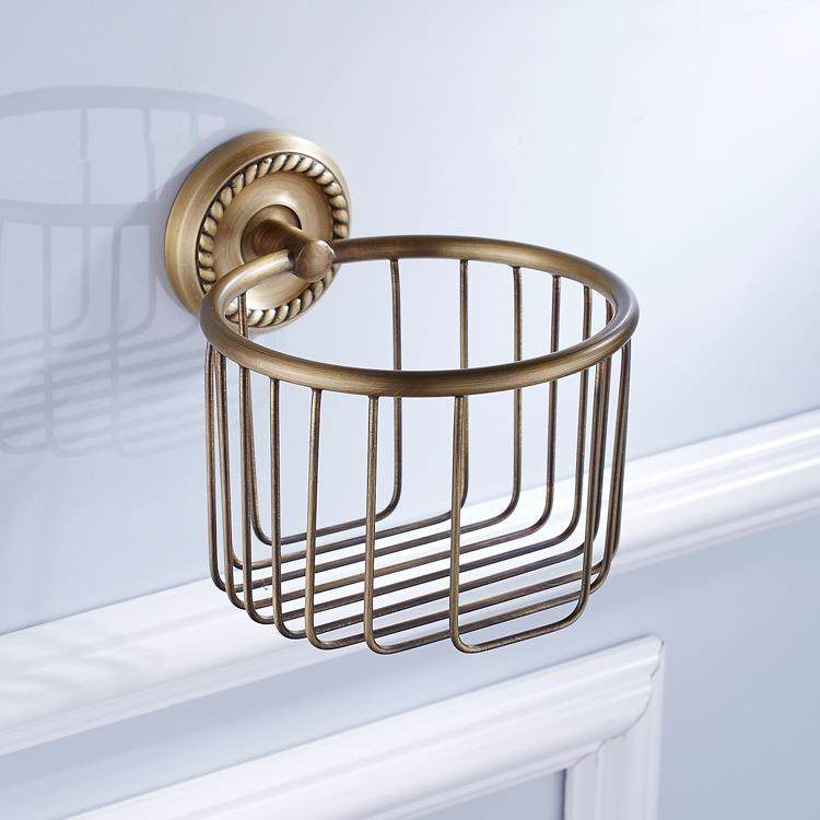 新款直销铜的欧式卫浴挂件卷纸篮厕纸架复古风卫生间仿古纸巾篓收,收纳整理,纸巾架,淘宝优惠券,粉丝福利购,淘宝优惠卷